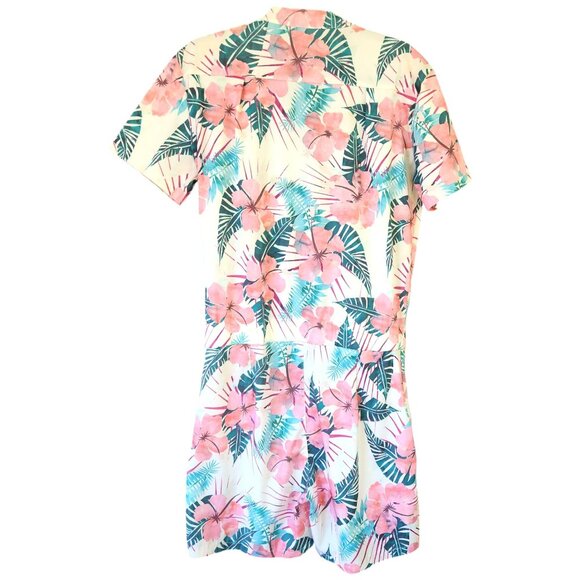 Men's Short Sleeve 3D Graphic Romper Tropical Floral Print Zip Front  Sz. Medium - Picture 8 of 10